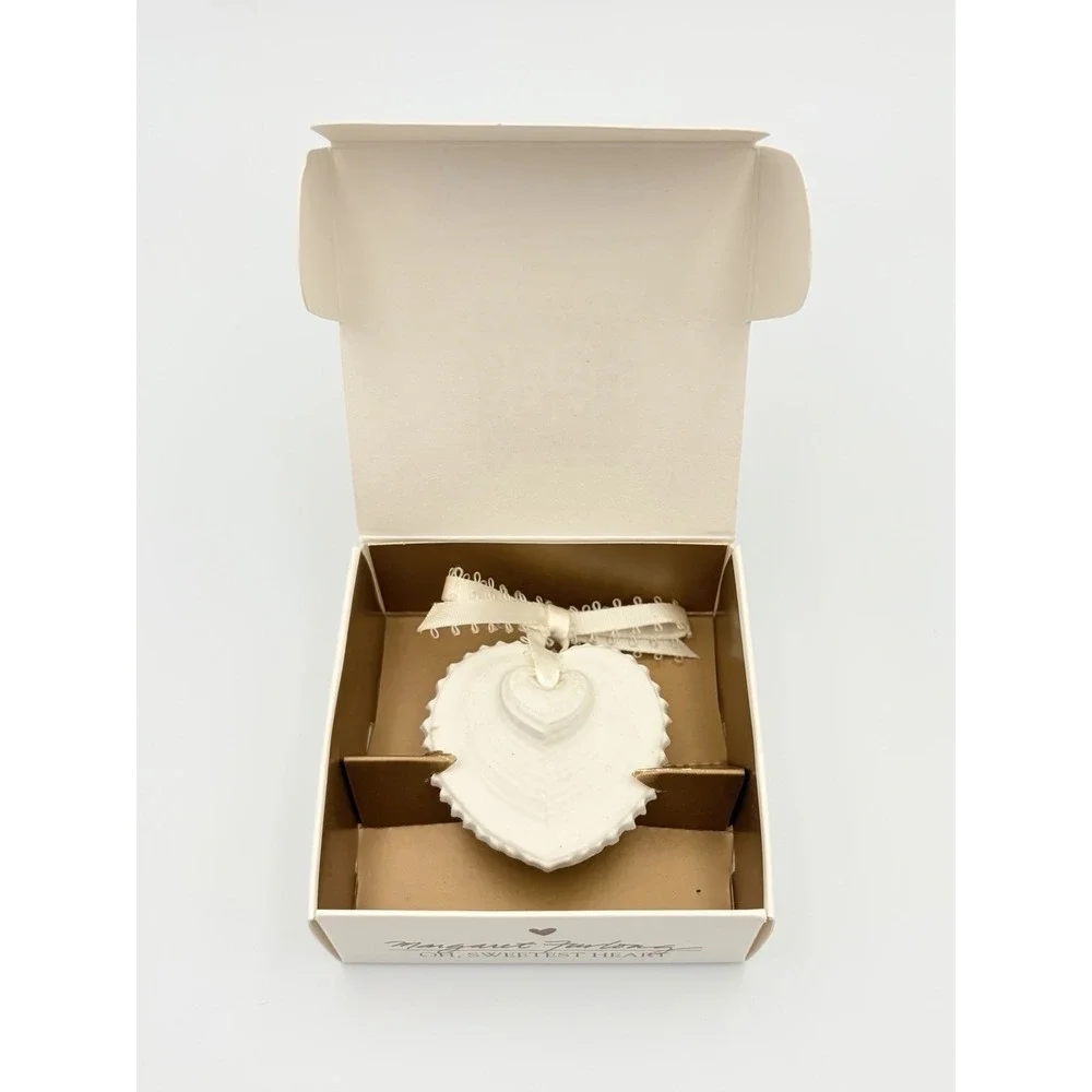 Margaret Furlong Bisque Porcelain Heart Seashell Ornament Oh Sweetest Heart 1986